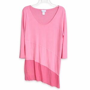 Soft Surroundings Pink Asymmetrical Tunic Top Size Extra Large
